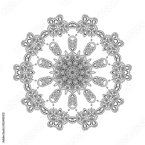 Vector Print Henna Mandala Flower Coloring Page Book White Background