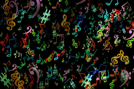 Abstract musical background. in graffiti style. Notes. Music. Fa