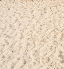 Closeup of sand pattern on a beach in the summer