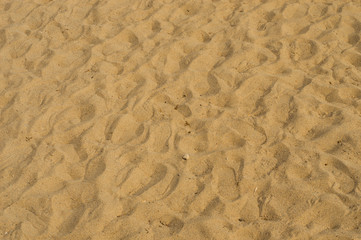 Closeup of sand pattern on a beach in the summer