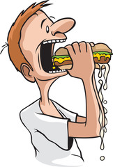 Greasy Sandwich
A cartoon man eating a greasy sandwich.