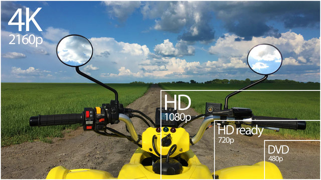 4K Resolution Display With Comparison Of Resolutions. Atv