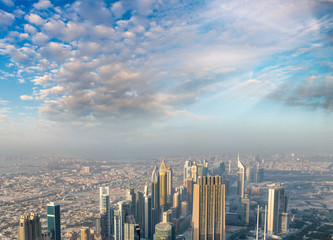 Aerial view of Downtown Dubai buildings