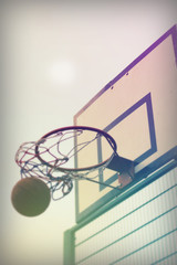 Basketball hoop in a school play area