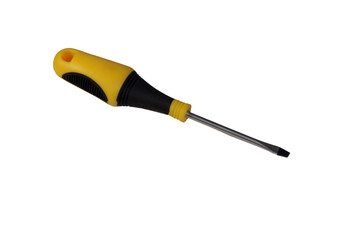 Yellow screwdriver isolated on white background