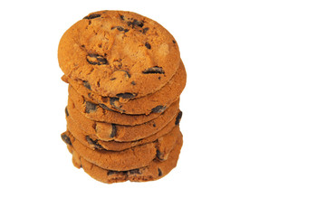 Chocolate chip cookies isolated on white background
