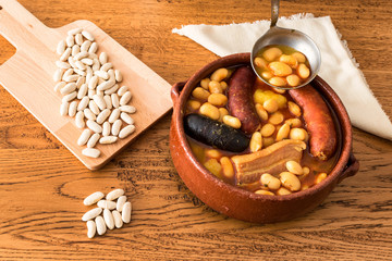 Fabada Asturiana (Asturian bean stew with bacon, sausage and blood sausage)