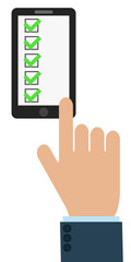 Smartphone mit grünen Haken für mobiles bestätigen