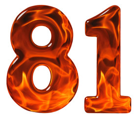 81, eighty one, numeral, imitation glass and a blazing fire, iso