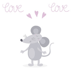 funny cute mouse cartoon style. vector print