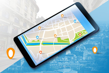 Mobilna nawigacja GPS na tablecie. - obrazy, fototapety, plakaty