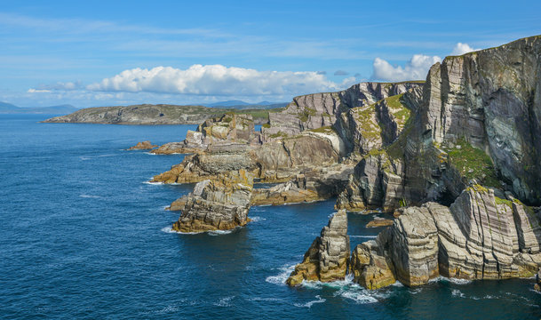 Scenic cliffs at Mizen Head, Kilmore Peninsula in County Cork, Ireland