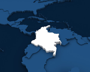 colombia map 3D illustration