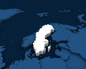 sweden map 3D illustration