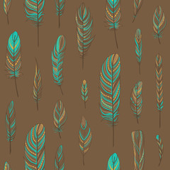 Seamless pattern with feathers