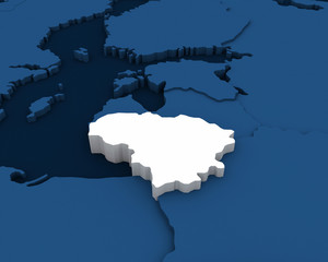 lithuania map 3D illustration