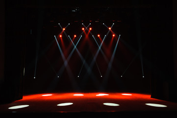 Free stage with lights, lighting devices.