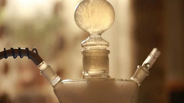 Beautiful glass shisha closeup in the interior