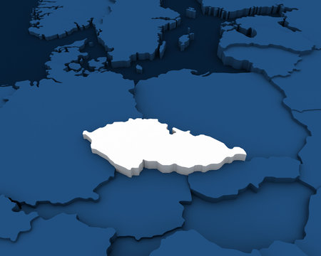 Czech Rep Map 3D Illustration