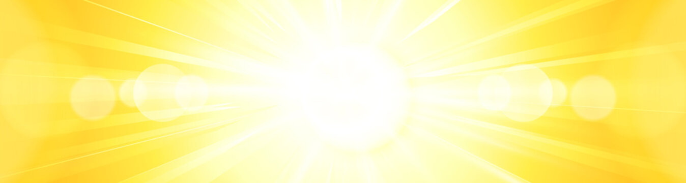 Abstract Vivid Bright Yellow Orange Sun Burst Panorama Backgroun