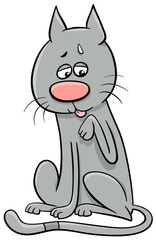 cat licking paw cartoon