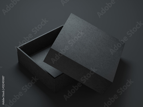 Download "Black Box Mockup with opened cover, 3d rendering" Stock ...