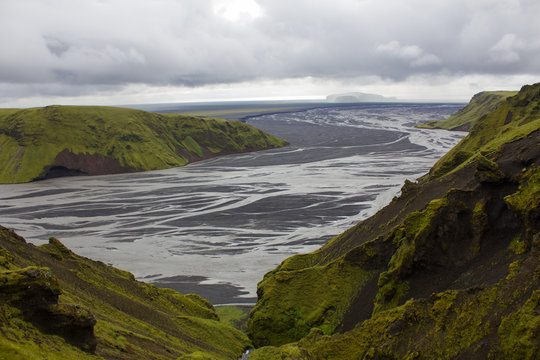 Braided river system, Iceland, Europe