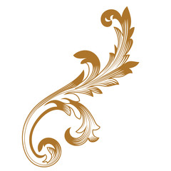Golden vintage baroque ornament, corner. Retro pattern antique style acanthus. Decorative design element filigree calligraphy vector. - stock vector