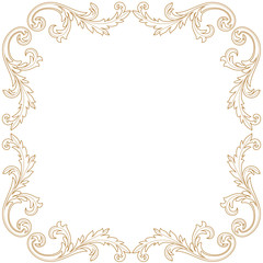 Golden vintage border frame engraving with retro ornament pattern in antique baroque style decorative design. Vector.