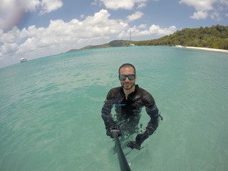 Man taking a selfie in Whitsundays, Queensland, Australia