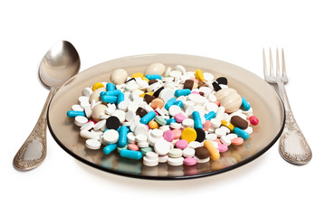 Plate with pills and Cutlery