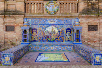 Zamora Province, Glazed tiles bench at Spain Square, Seville