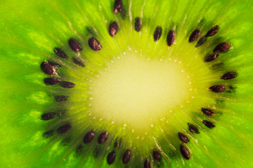 Slices of kiwi fruit on kiwi background.