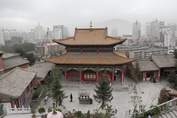 Temple complex over Xining, Tibet, PR China