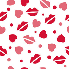 Pattern with kisses and hearts