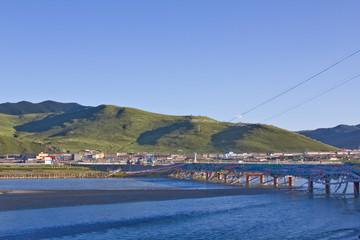 Bridge over yellow river, Tibet, PR China
