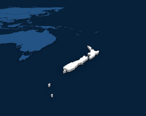 new zealand map 3D rendering