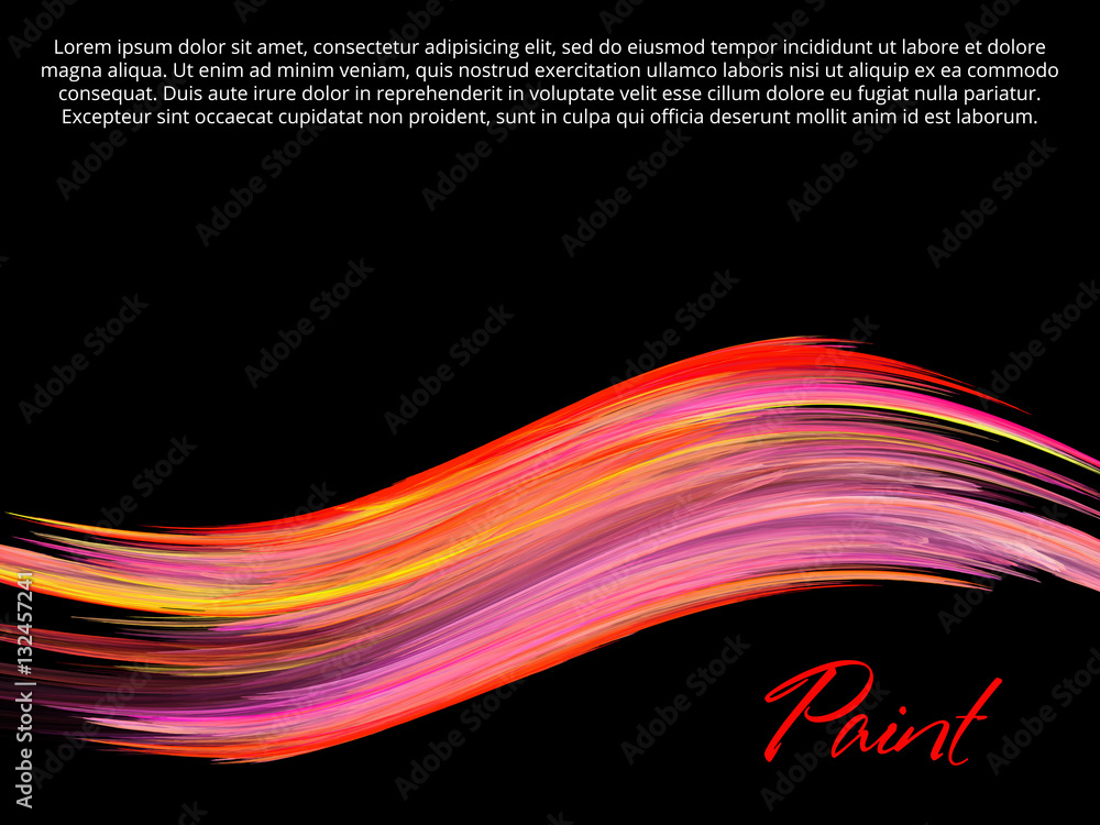 Poster Template with red dab of paint on a black background. Vector