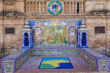 Santander Province, Glazed tiles bench at Spain Square, Seville