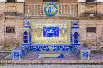 Salamanca Province, Glazed tiles bench at Spain Square, Seville