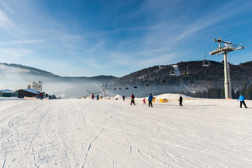 Beautiful ski resort at carpathian mountains
