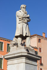Fototapeta na wymiar Statue of Niccolò Tommaseo in Venice, famous italian linguist, journalist and essayist