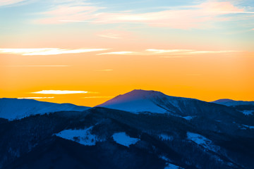 Naklejka na ściany i meble Amazing sunset in carpathian mountains