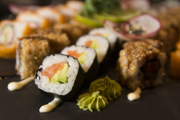 Fresh and delicious maki and nigiri sushi  