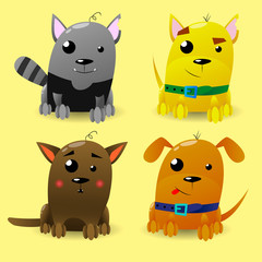 Cat and Dog characters. Cartoon styled illustration.