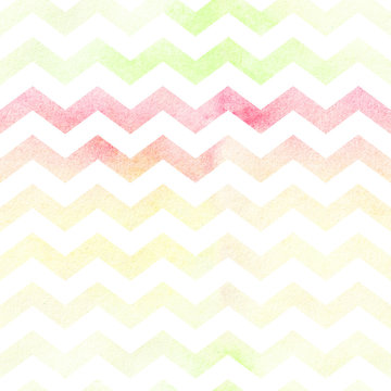 Seamless watercolor paper chevron pattern background. Pastel colors.