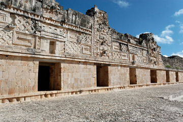 Elaborate carved walls, Nunnery Quadrangle, Uxmal, Mexico