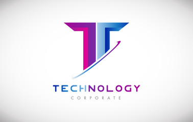 Tech letter T alphabet  logo icon design