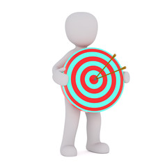 Cartoon Figure with Arrows in Center of Target