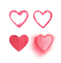 Fototapeta premium Set of watercolor hearts.